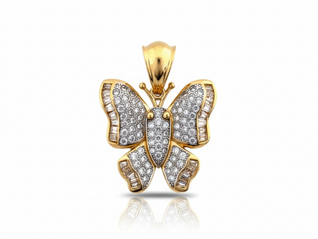 Zawieszka złoty motyl bogato zdobiony cyrkoniami