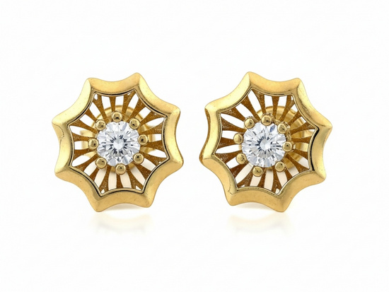 Kolczyki złote na sztyfcie z cyrkonią 