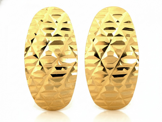 Złote kolczyki owalne zdobione angielskie zapięcie