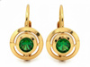 Kolczyki złote angielskie z zielonymi cyrkoniami