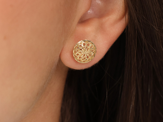 Kolczyki złote ażurowe kółko na sztyfcie