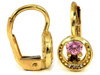 Kolczyki złote angielskie z różowym kamieniem