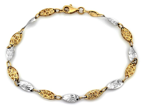 Dwukolorowa bransoletka z ażurowymi elementami