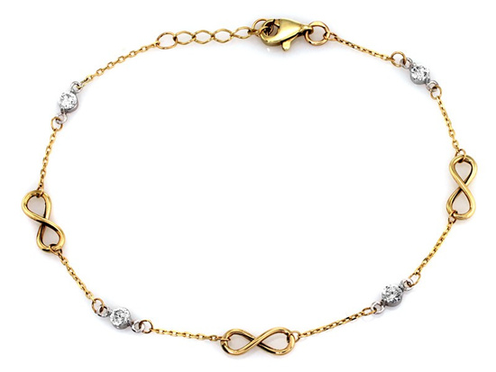 Bransoletka złota z cyrkoniami i nieskończonościami