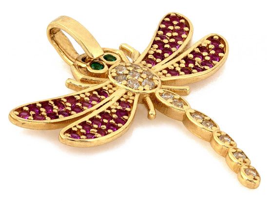 Zawieszka złota ważka cyrkoniami