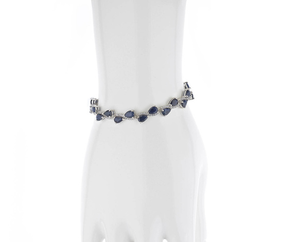 Bransoletka srebrna 925 nieskończoność z 22 szafirami i diamentowymi cyrkoniami