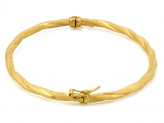 Bransoletka złota sztywna bangle skręcona