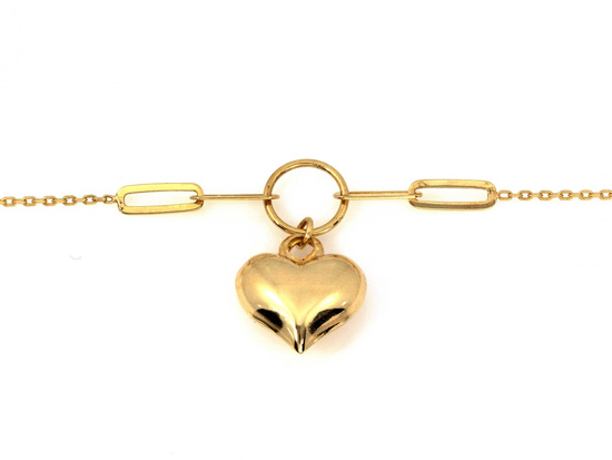 Bransoletka złota z wiszącym dmuchanym sercem