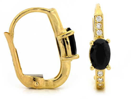 Kolczyki złote angielskie z czarnymi cyrkoniami