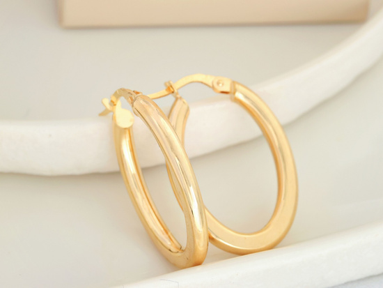 Kolczyki złote owalne błyszczące angielskie