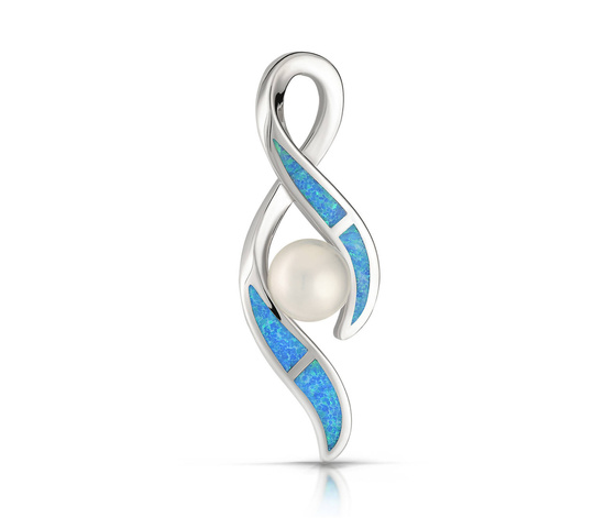Zawieszka srebrna 925 z perłą i opalem - nieskończoność