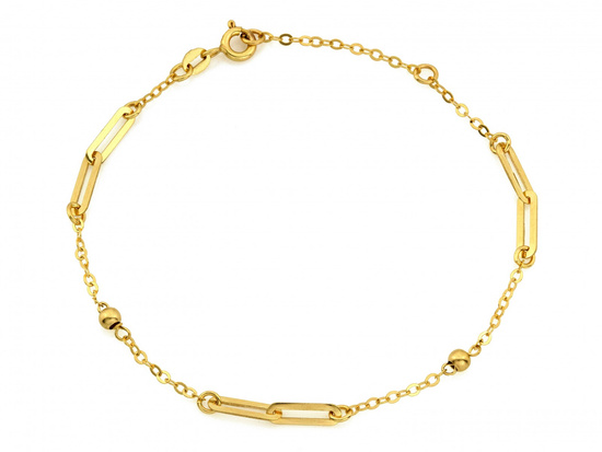 Bransoletka złota modna z kulkami i dużymi ogniwami