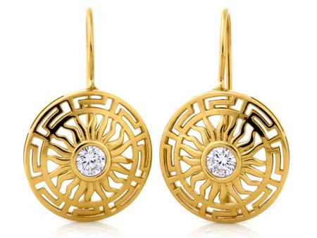 Kolczyki złote duże okrągłe ażurowe z cyrkonią