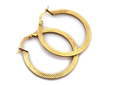 Kolczyki złote koła płaskie frezowane 26mm