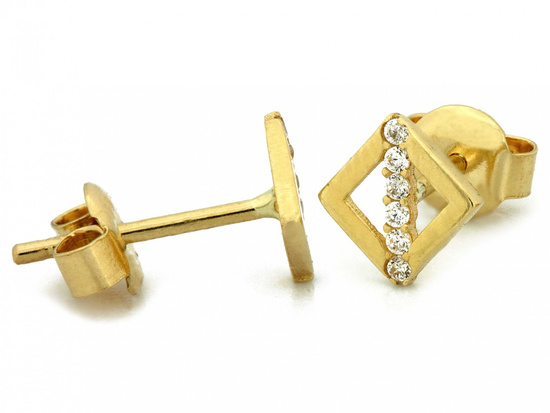 Kolczyki złote delikatne kwadratowe na sztyfcie