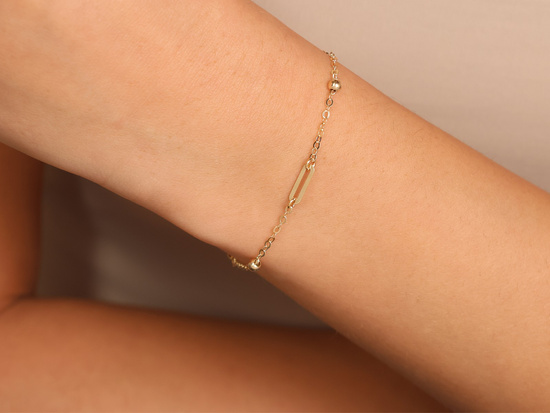 Bransoletka złota łańcuszkowa modna z dużymi ogniwami i kulkami