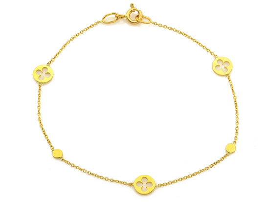 Złota bransoletka delikatna ozdoby z kwiatkami