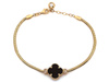 Bransoletka złota z cyrkoniami i czarnym onyksem z kwiatkiem