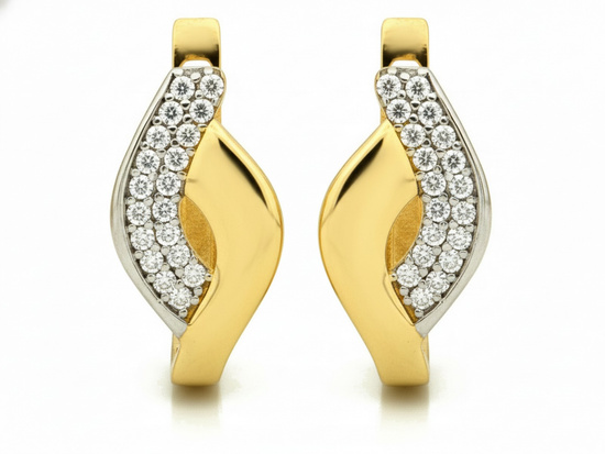 Złote kolczyki delikatne angielskie z cyrkoniami