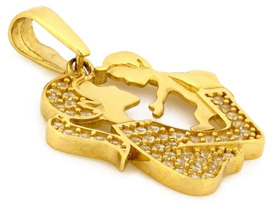 Złota zawieszka mama i dziecko z cyrkoniami dla mamy