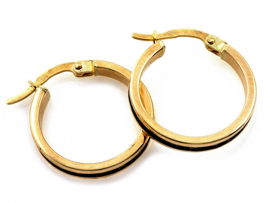 Złote kolczyki koła z czarnymi cyrkoniami 19mm