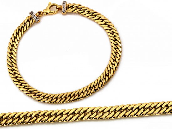 Bransoletka złota gruby łańcuch na rękę szeroki splot