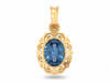 Zawieszka złota owalna z niebieskim topazem