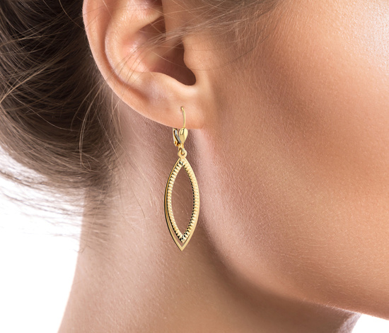 Złote kolczyki 585 diamentowane - wiszące