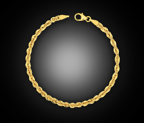 Złota bransoletka 585 kordel korda diamentowana