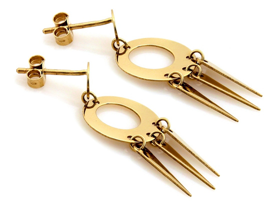 Kolczyki złote wiszące długie ruchome trójkąty