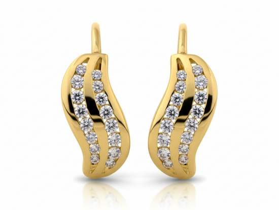 Kolczyki złote angielskie z cyrkoniami