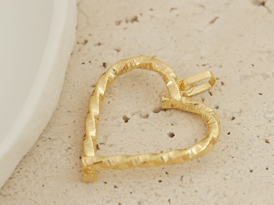 Zawieszka złota duże serce kontury wisiorek