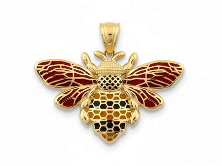 Zawieszka złota duża pszczoła z emalią