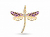 Zawieszka złota ważka z cyrkoniami z emaliowanymi skrzydłami