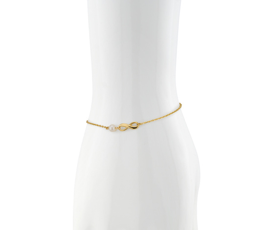 Złota bransoletka 375 nieskończoność z perłą  