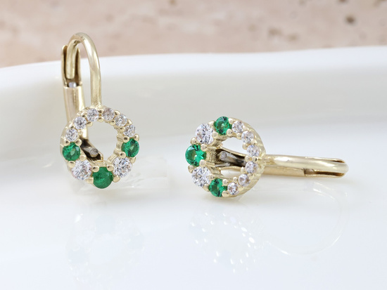 Kolczyki złote angielskie z cyrkoniami