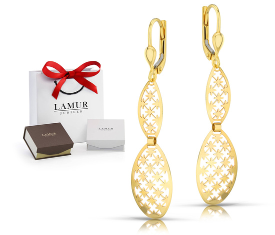 Złote kolczyki 375 ażurowe - wiszące