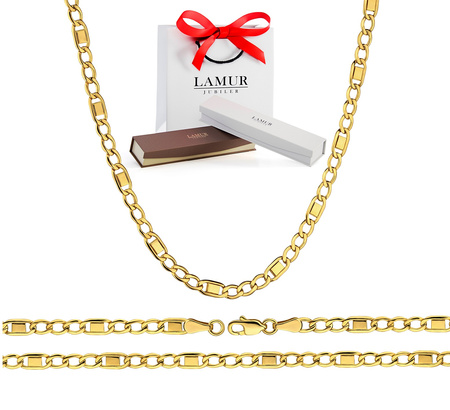 Złoty łańcuszek 585 Figaro z blaszkami