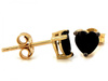 Kolczyki złote serce z onyksem na sztyfcie