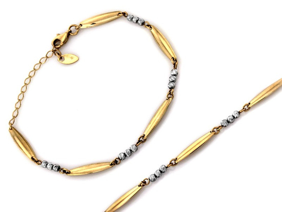 Bransoletka z podłużnych elementów z białymi kulkami