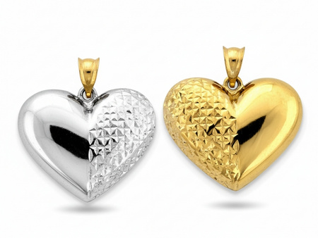 Zawieszka złota dmuchane serce dwustronne dwukolorowe