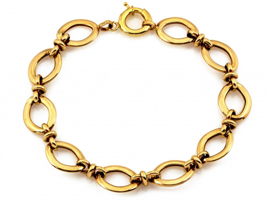 Bransoletka złota z dużych owalnych elementów