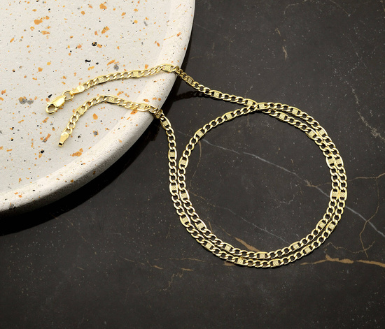 Złoty łańcuszek 585 Figaro z blaszkami 