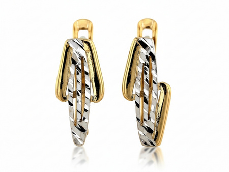 Delikatne złote kolczyki dwukolorowe angielskie bez kamieni