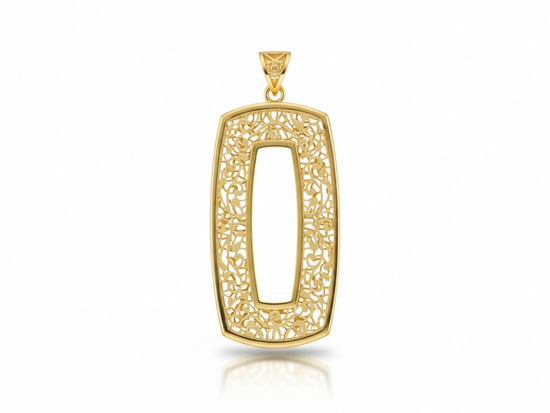 Duża złota zawieszka przestrzenna prostokątna ażurowa