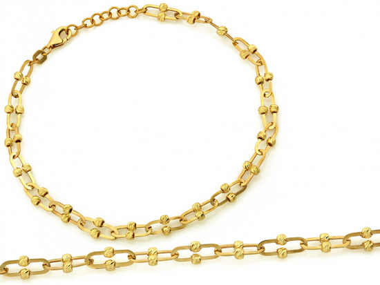 Bransoletka złota owalne ogniwa z kuleczkami