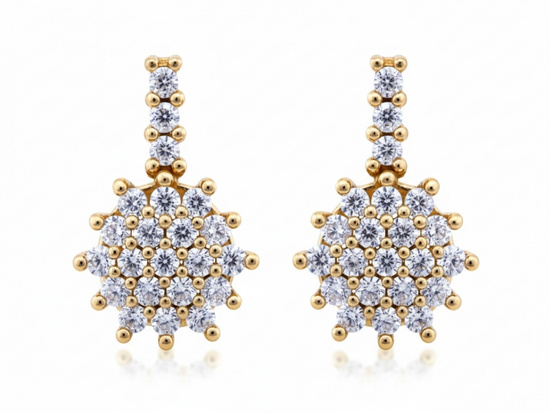 Kolczyki złote na sztyfcie wysadzane cyrkoniami