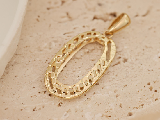 Zawieszka złota duża owalna błyszcząca