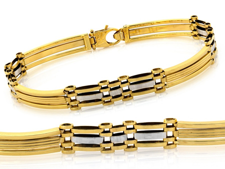 Złota bransoletka męska sztywne elementy