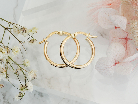 Złote kolczyki koła z czarnymi cyrkoniami 19mm